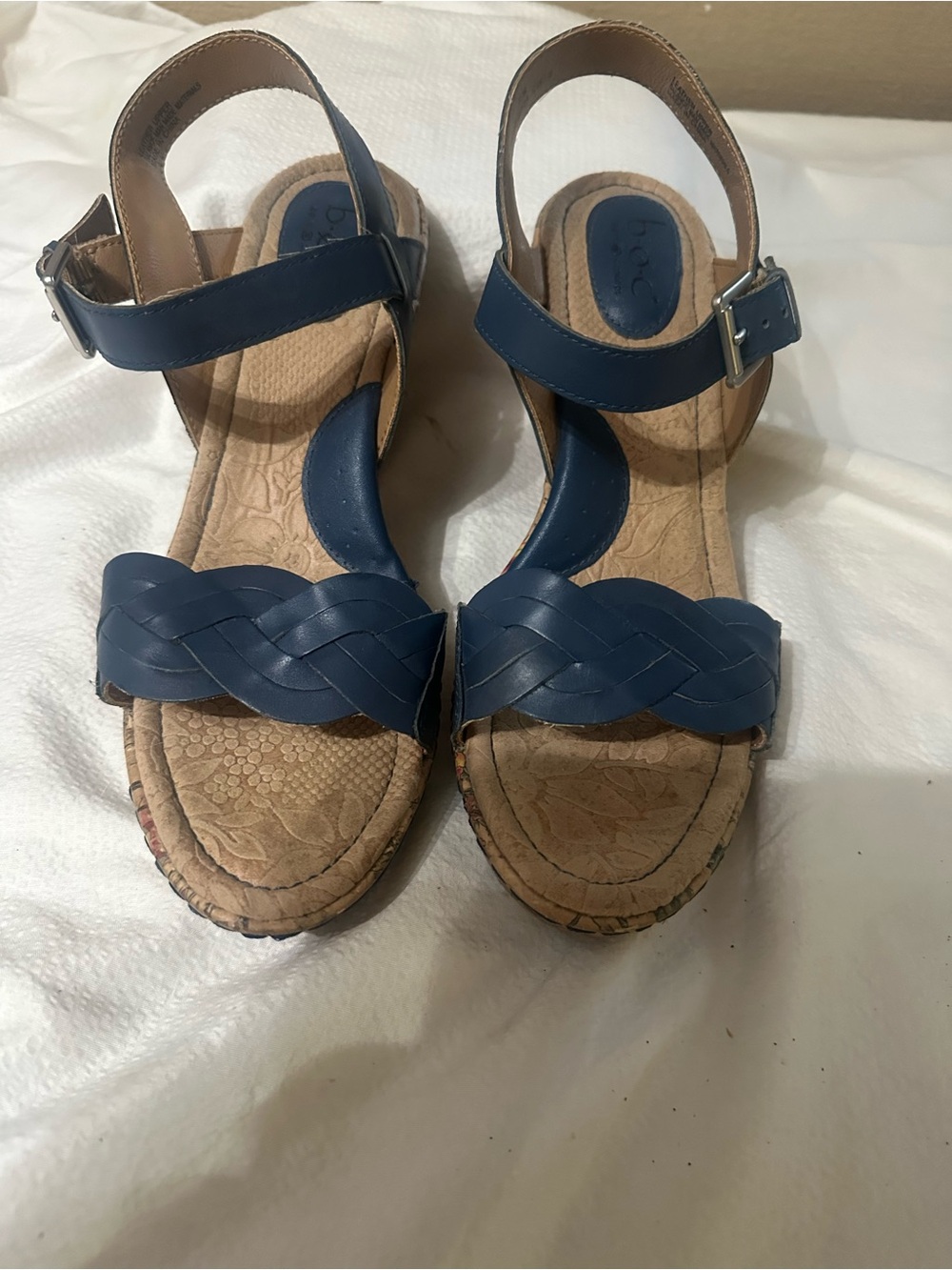 Boc ( Born) Blue and Floral Wedge Sandals